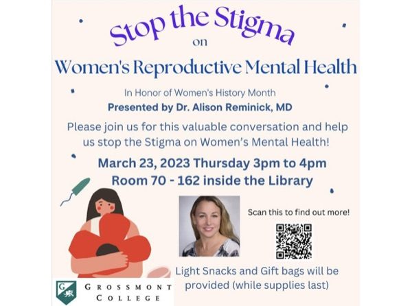 Stop the Stigma graphic for the Women's History Month speaker event
